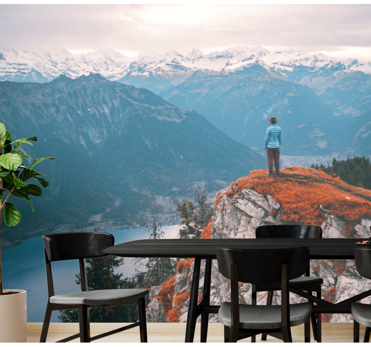 Mural de paisajes serenidad de vista a montañas - TenVinilo