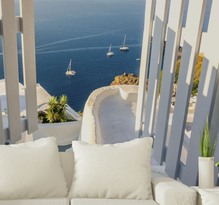 Mural de paisajes veleros sobre el océano - TenVinilo