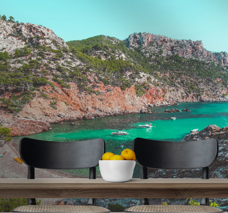 Mural de paisajes vista de la bahía junto al mar - TenVinilo