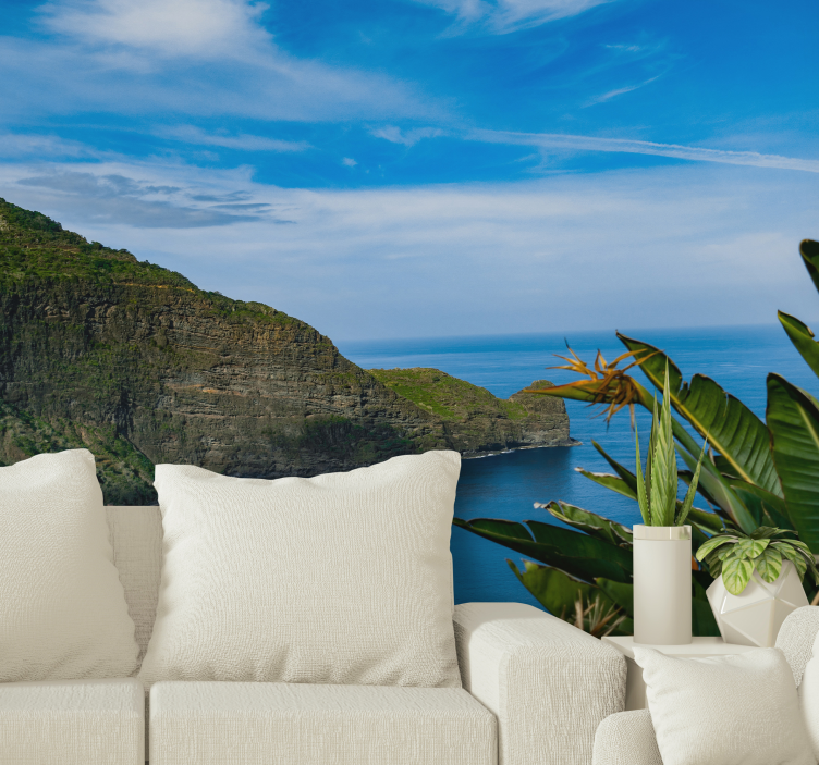 Mural de paisajes vista de montañas y mar - TenVinilo