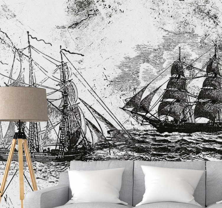 Mural de vehículos barcos históricos de vela - TenVinilo