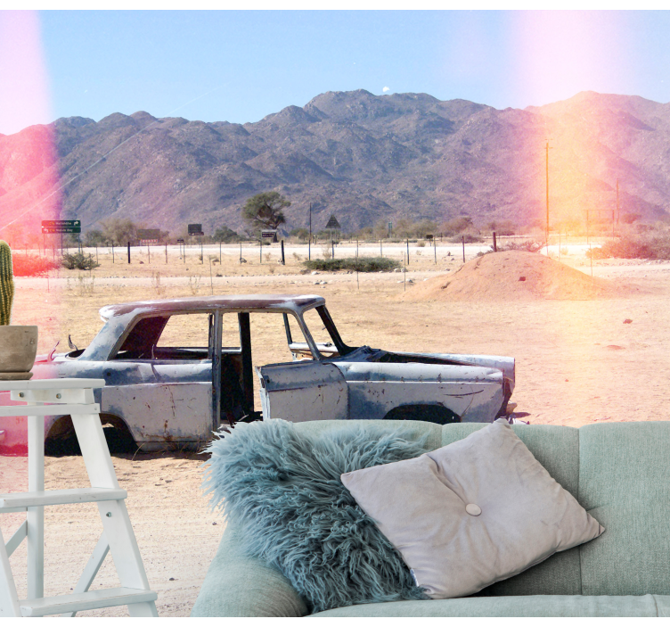 Mural de vehículos coche clásico abandonado - TenVinilo