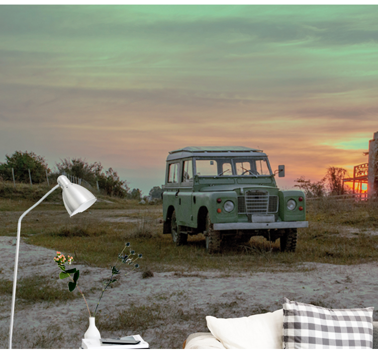Mural de vehículos coche clásico verde - TenVinilo