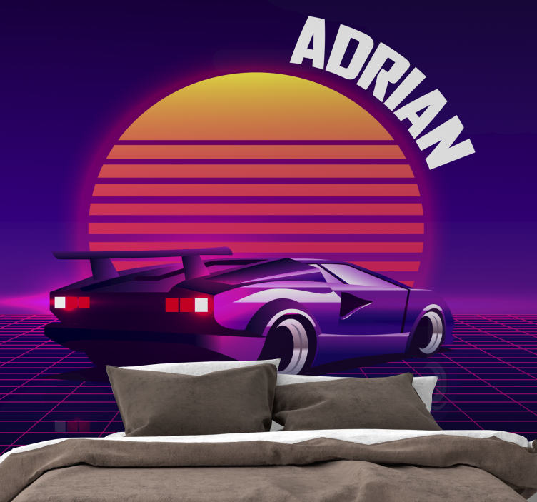 Mural de vehículos coche de carreras retro - TenVinilo