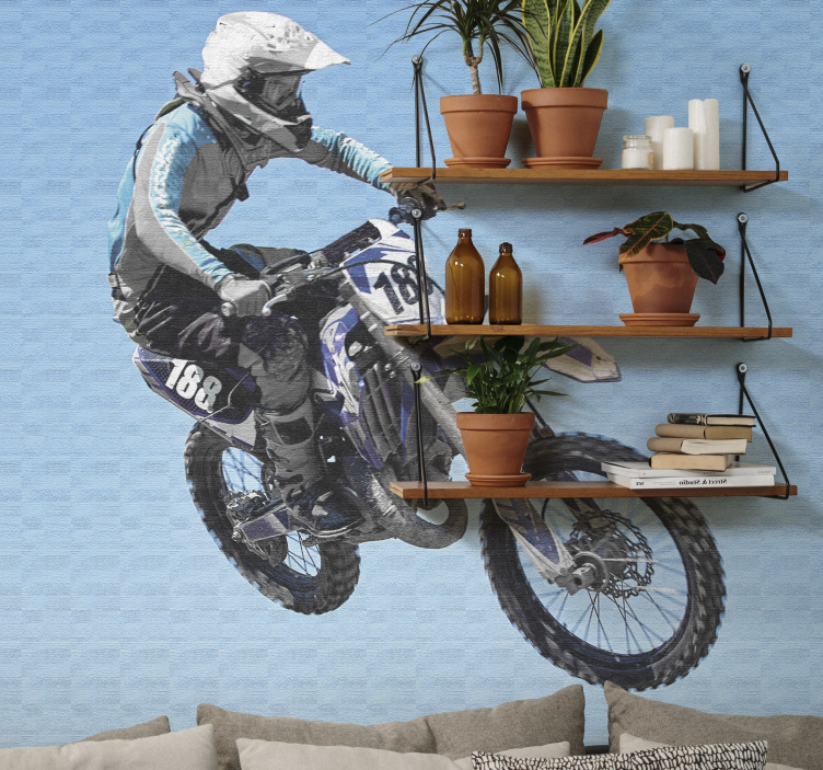 Mural de vehículos escena de acción de motocross - TenVinilo