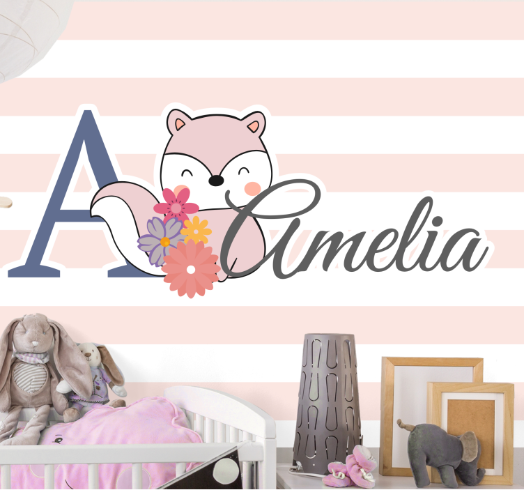 Mural infantil diseño de zorro adorable - TenVinilo