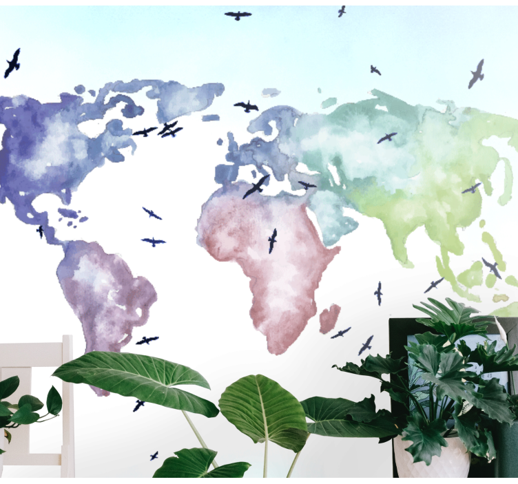 Mural mapamundi mapa mundial colorido - TenVinilo