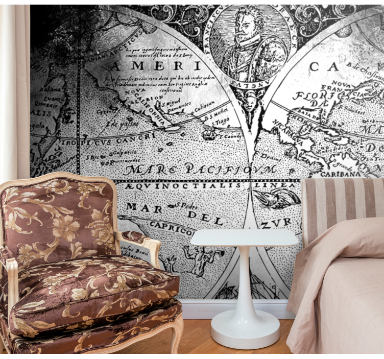 Mural mapamundi mapa náutico antiguo - TenVinilo