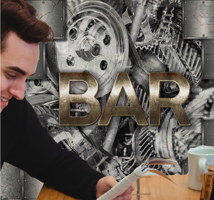 Fotomural moderno Letrero de barra industrial de metal - TenVinilo