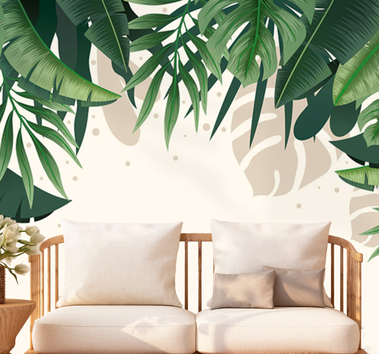 Fotomural moderno Mezcla de hojas verdes tropicales - TenVinilo