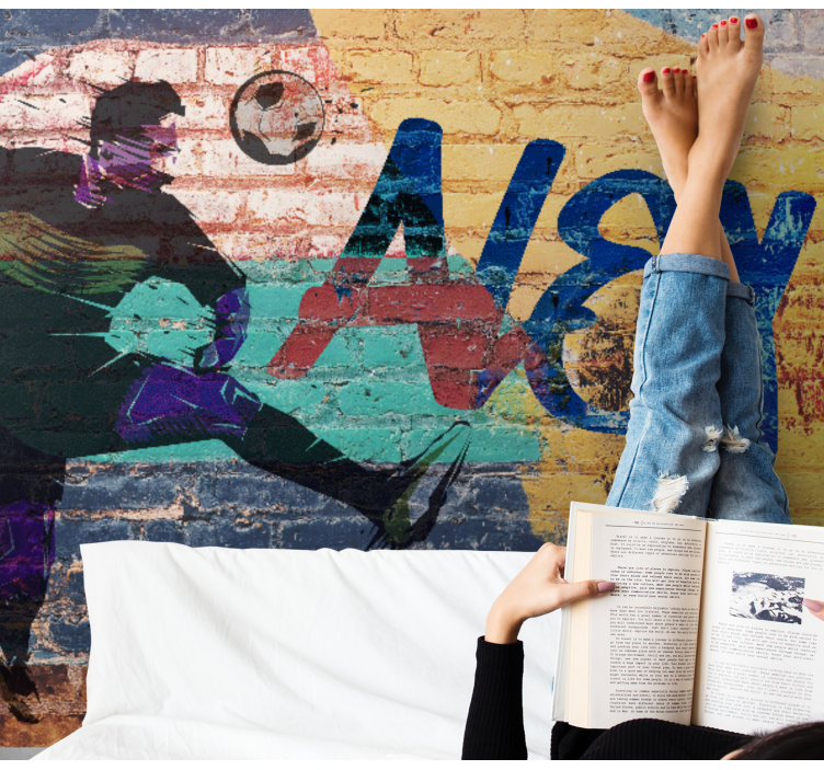 Fotomural juveniles Graffiti de fútbol de colores - TenVinilo