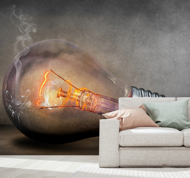 Fotomural pared moderno bombilla fundida - TenVinilo