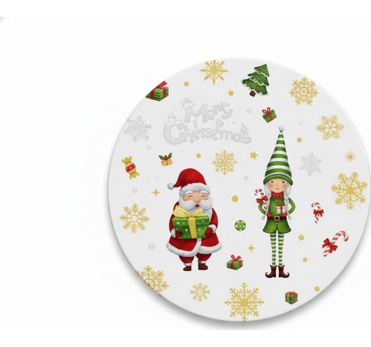 Portavasos navideño santa con elfo - TenVinilo