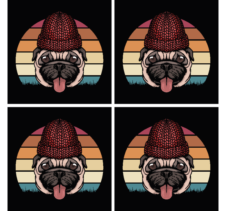 Portavasos frikis pug con gorro de lana - TenVinilo