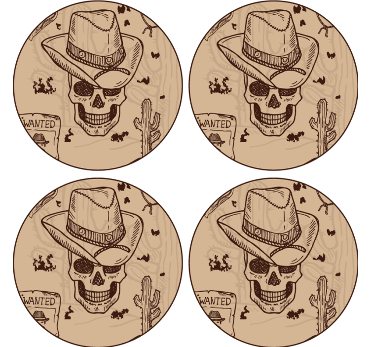 Posavasos cowboy calavera con sombero - TenVinilo