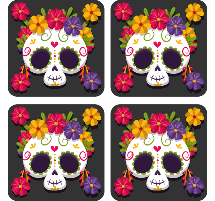 Posavasos frikis flores del día de los muertos - TenVinilo