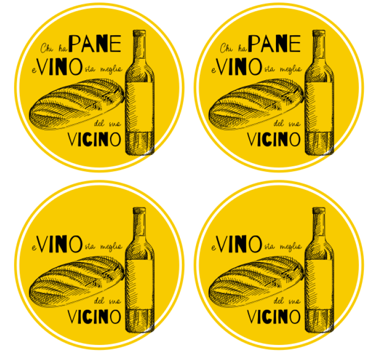 Posavasos con frases Con texto de pan y vino - TenVinilo