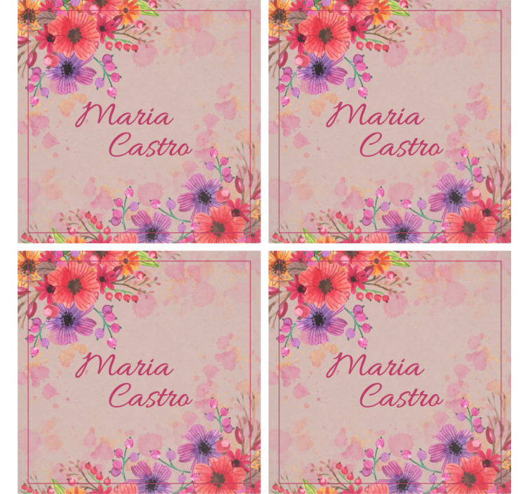 Portavasos personalizable con mejoras florales - TenVinilo