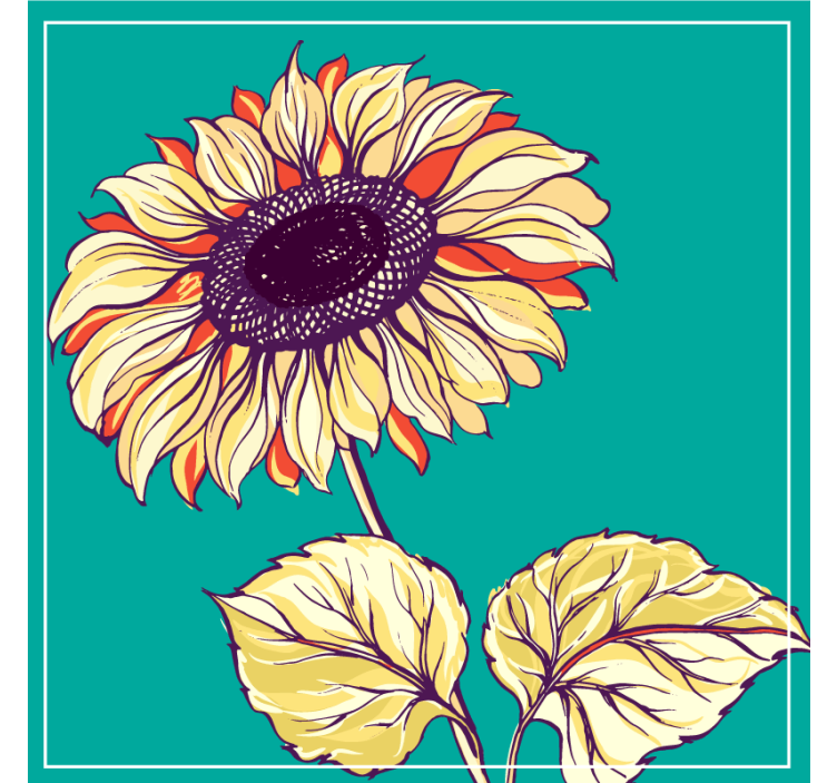 Posavasos moderno Ilustración de girasol - TenVinilo