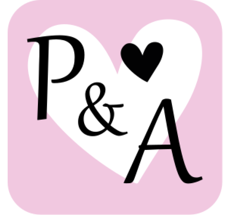 Portavasos boda iniciales con motivo de corazón - TenVinilo