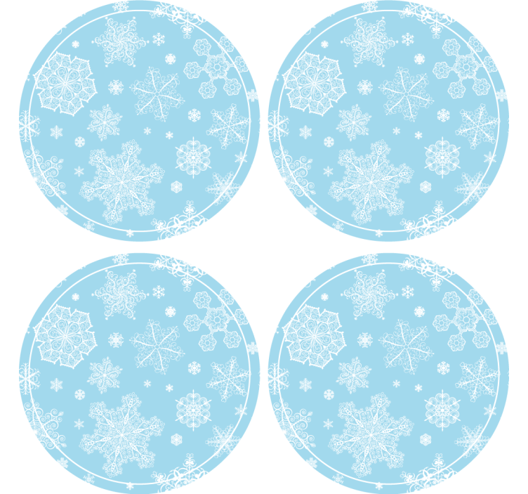 Posavasos navideño Copos de nieve blancos sobre azul - TenVinilo
