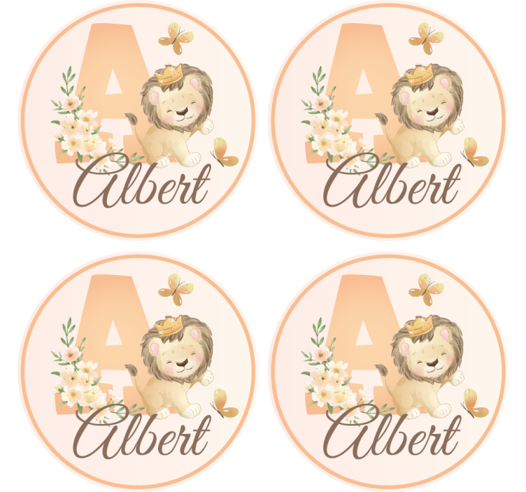 Portavasos personalizable diseño de león juguetón - TenVinilo