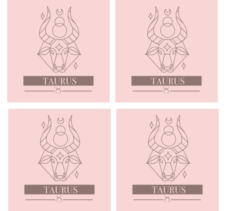 Posavasos moderno Diseño de signo del zodiaco tarjeta rosa tauro - TenVinilo