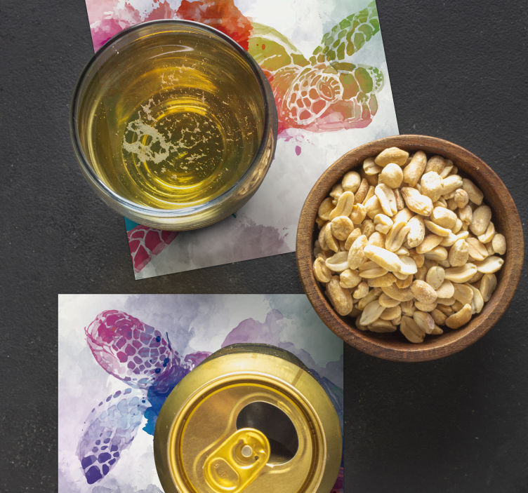 Portavasos cerveza tortuga colorida salpicada - TenVinilo