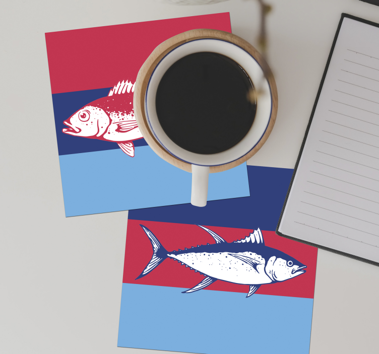 Portavasos ilustraciones de peces estilizados - TenVinilo