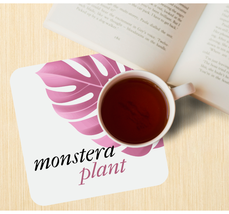 Posavasos con frases Estilo monstera minimalista rosa - TenVinilo