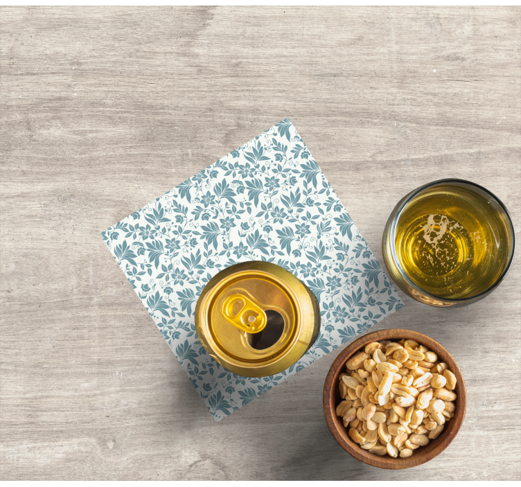 Posavasos azulejo Azulejo floral turquesa - TenVinilo