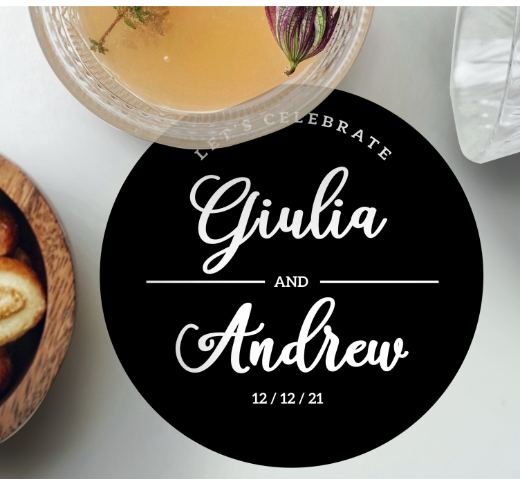 Posavasos boda Celebremos nombres personalizados - TenVinilo