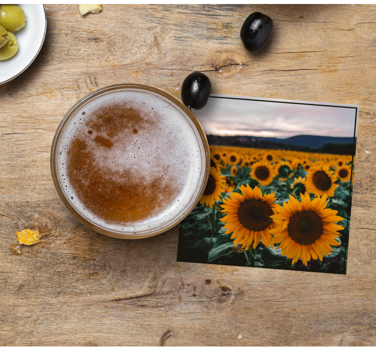 Posavasos moderno Bonito campo de girasoles - TenVinilo