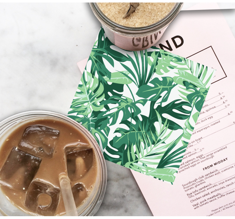 Posavasos moderno Hojas verdes grandes - TenVinilo