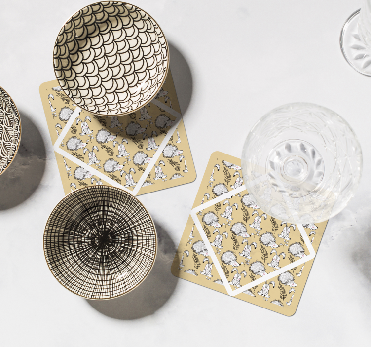 Posavasos patrón puercoespín y conejos - TenVinilo