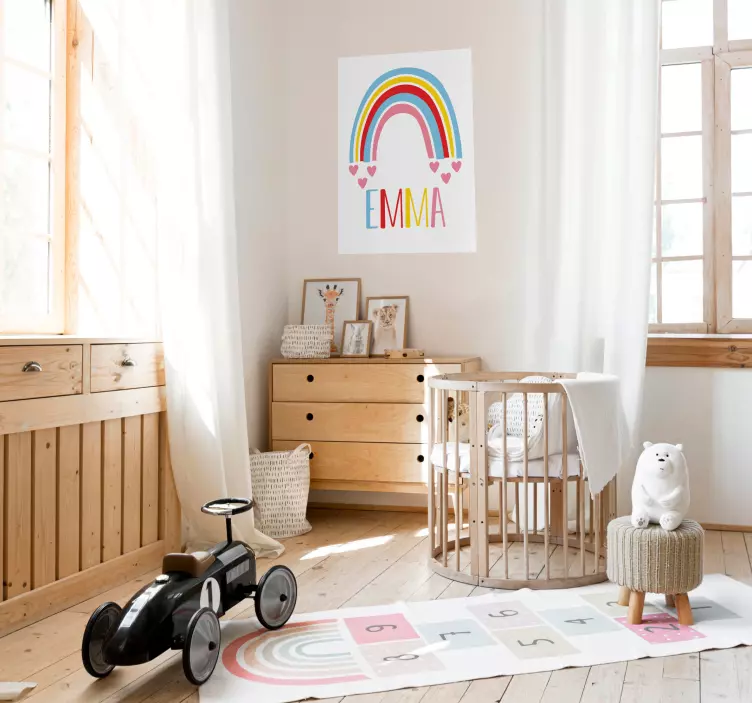 Arcoíris con cartel personalizado con el nombre - TenVinilo
