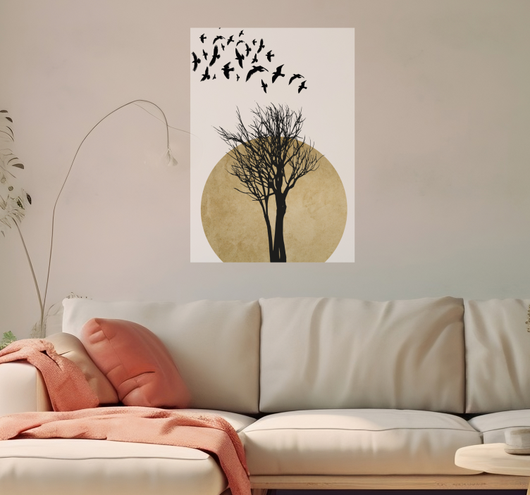 Poster árboles silueta de árbol con pájarosSilueta de árbol con a - TenVinilo