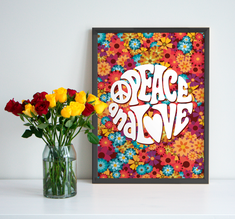 Poster flores paz y amor - TenVinilo