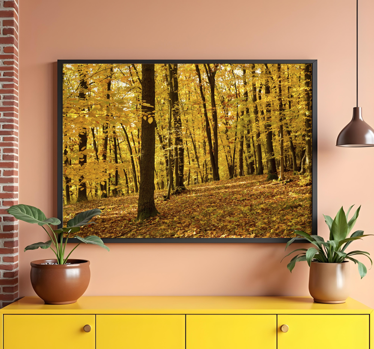 Poster foto realista bosque en otoño - TenVinilo