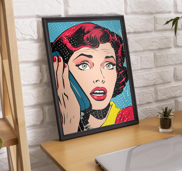 Póster pop art mujer en el teléfono - TenVinilo