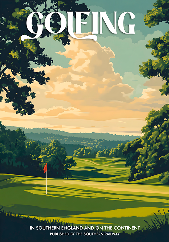 Poster deporte paisaje de golf vintage - TenVinilo