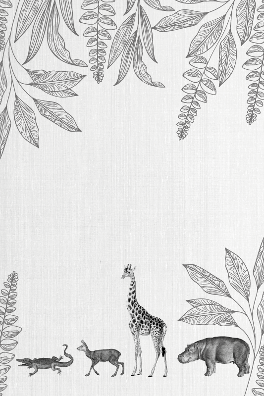 Poster dormitorio infantil frontera de animales y árboles - TenVinilo