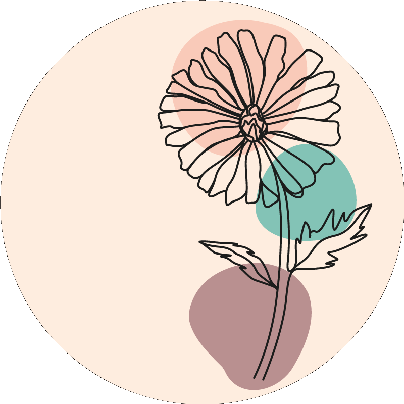 Poster flores y plantas diseño lineal de margarita - TenVinilo