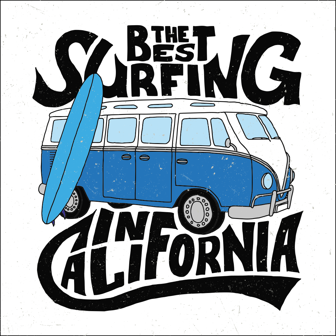 Poster deporte surfing california furgoneta - TenVinilo