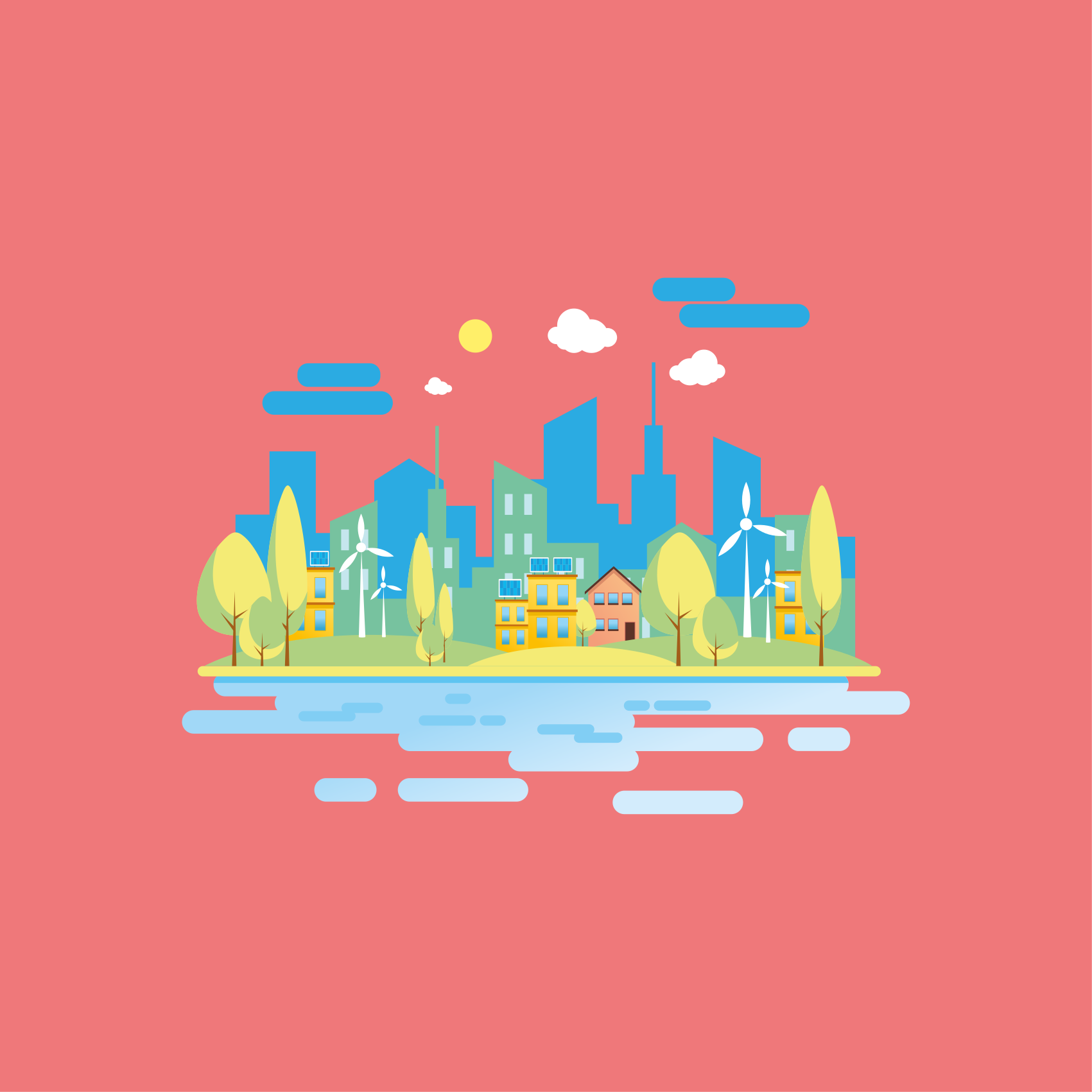 Poster ciudades paisaje urbano moderno - TenVinilo