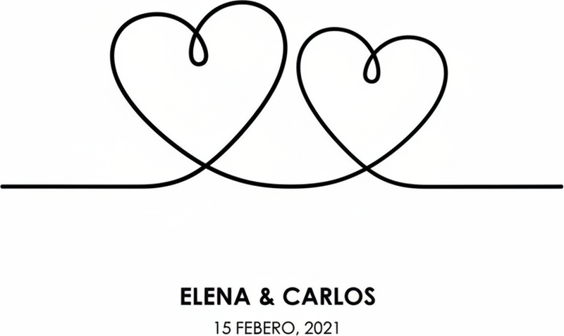 Poster con nombre línea de corazón - TenVinilo