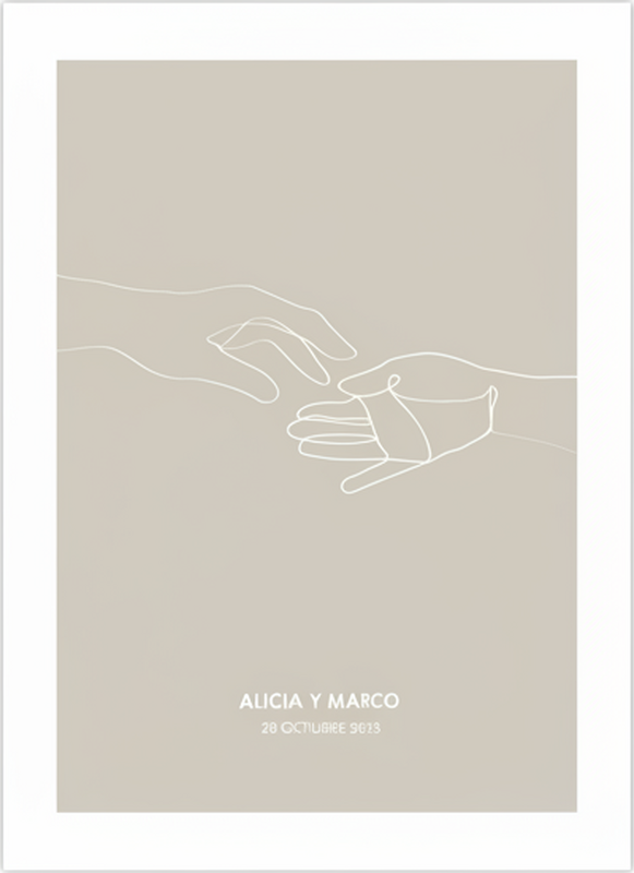 Poster con nombre manos minimalistas alcanzando - TenVinilo