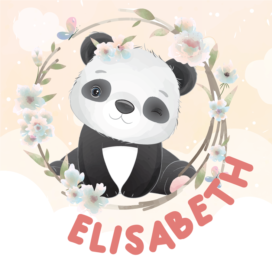Poster con nombre diseño de panda adorable - TenVinilo