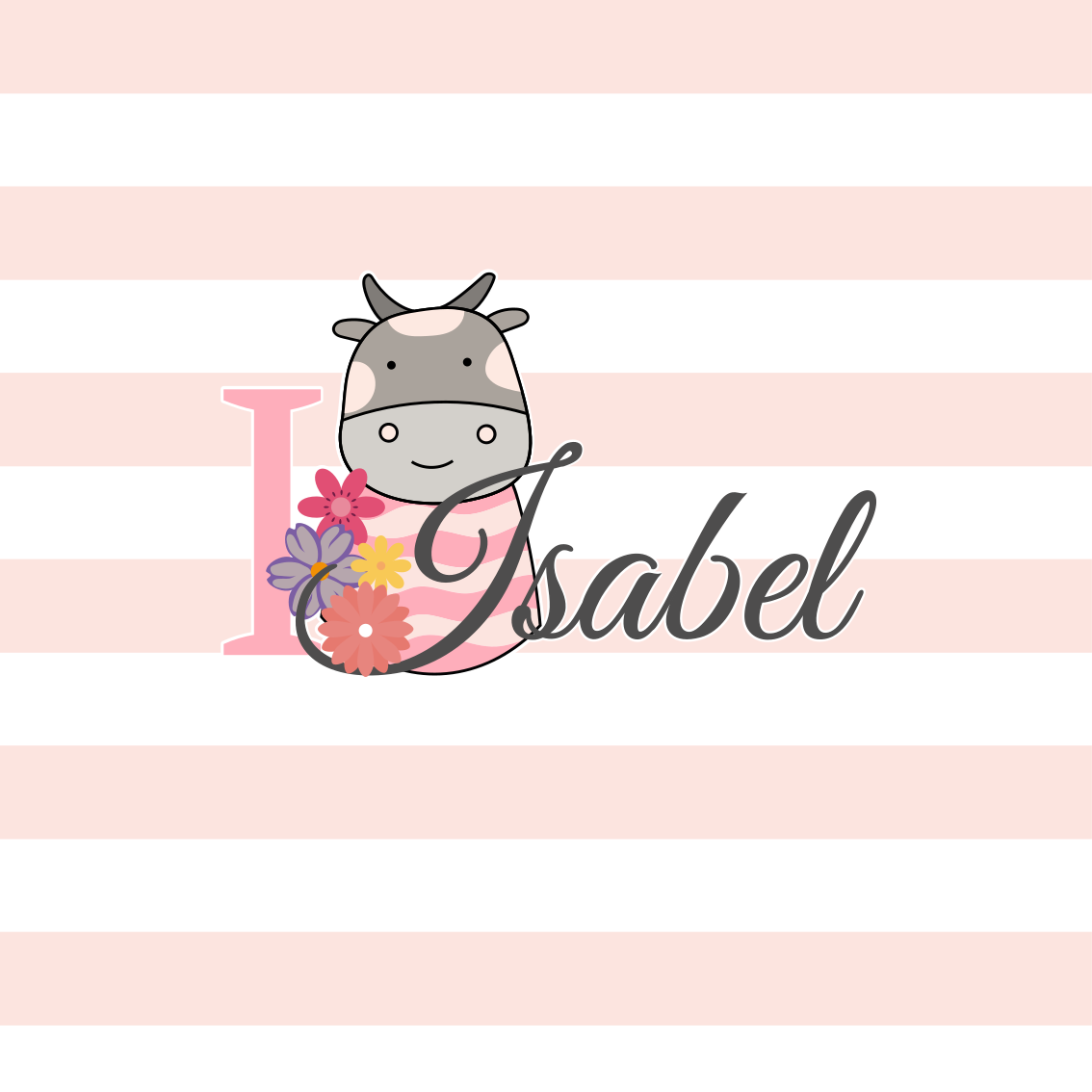 Poster con nombre diseño de vaca linda - TenVinilo