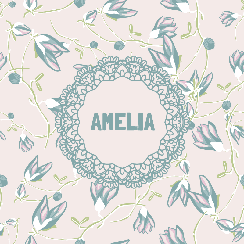 Poster con nombre diseño de encaje floral - TenVinilo